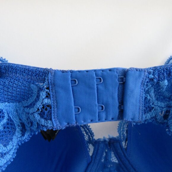 NATORI Feathers Plunge Lace T Shirt Bra in Blue Mesh - Size 34DD - Picture 8 of 10